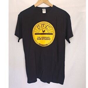 Sun Studio Memphis Tennessee Tee Shirt Black Yellow‎ Records Graphic medium M